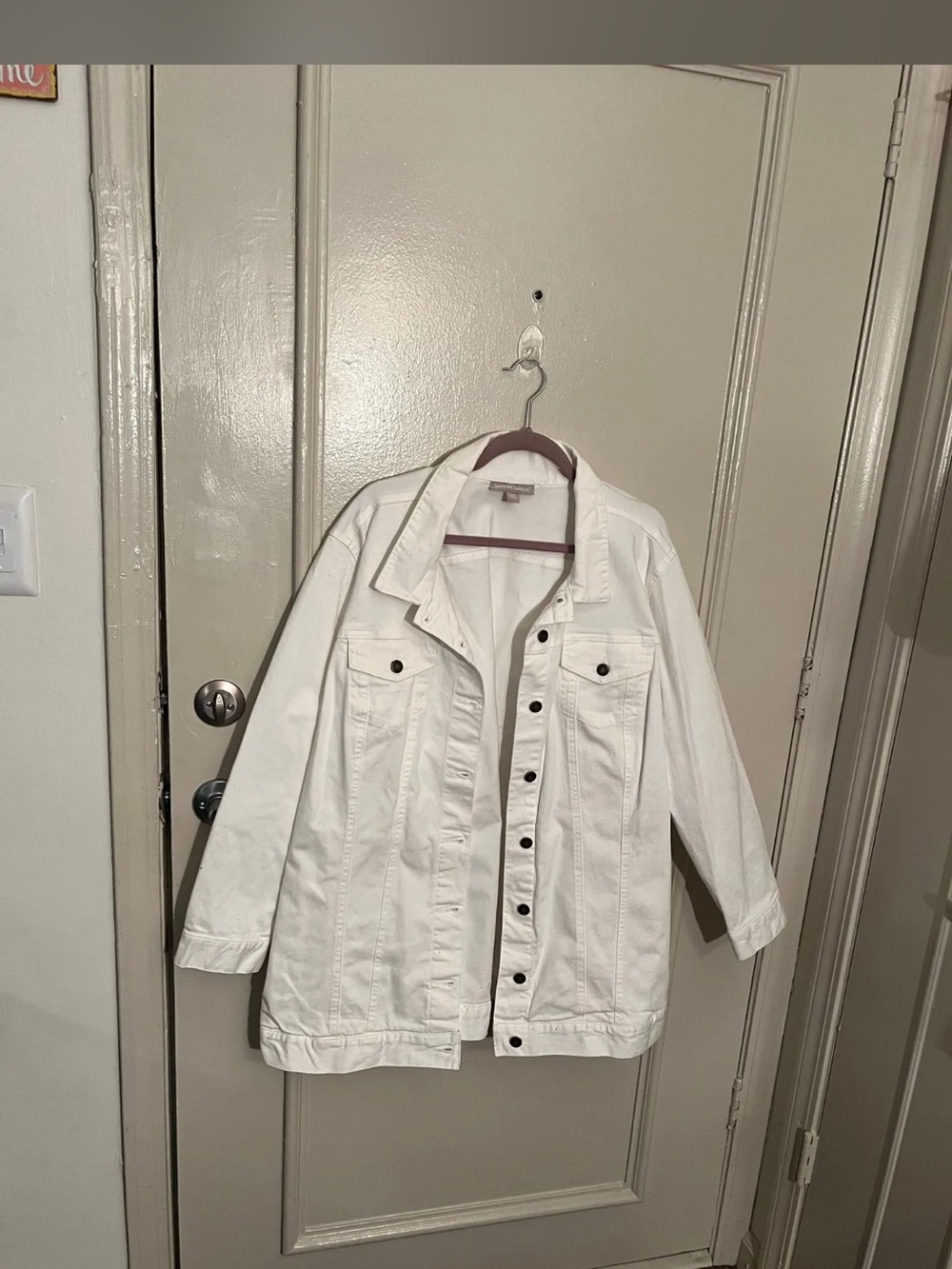 Woman Within White Button-Front Denim Jacket